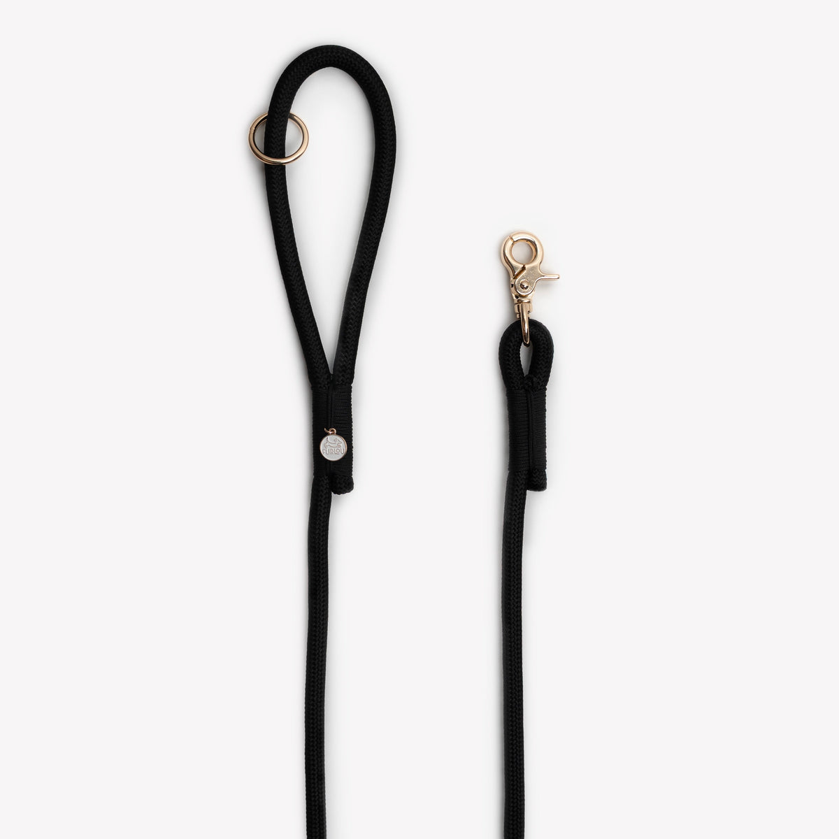 Black braided rope dog leash premium handcrafted sleek classic style