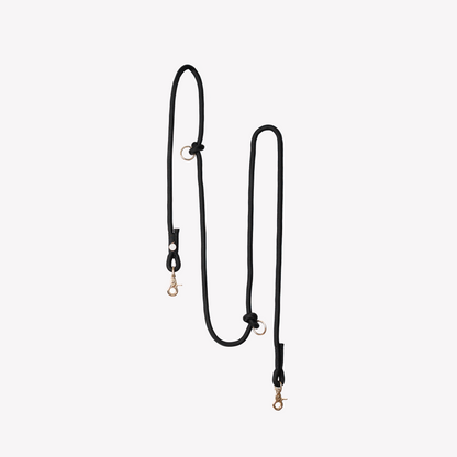 Black hands free braided dog leash adjustable running walking durable