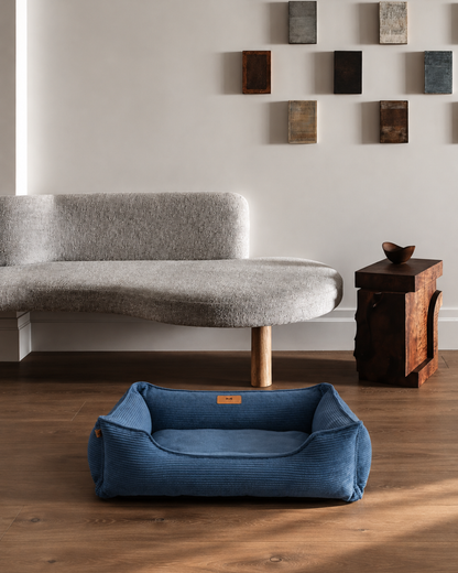 Fancy Corduroy Sleeper Dog Bed Blue