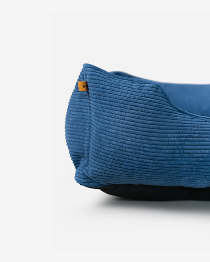 Fancy Corduroy Sleeper Dog Bed Blue