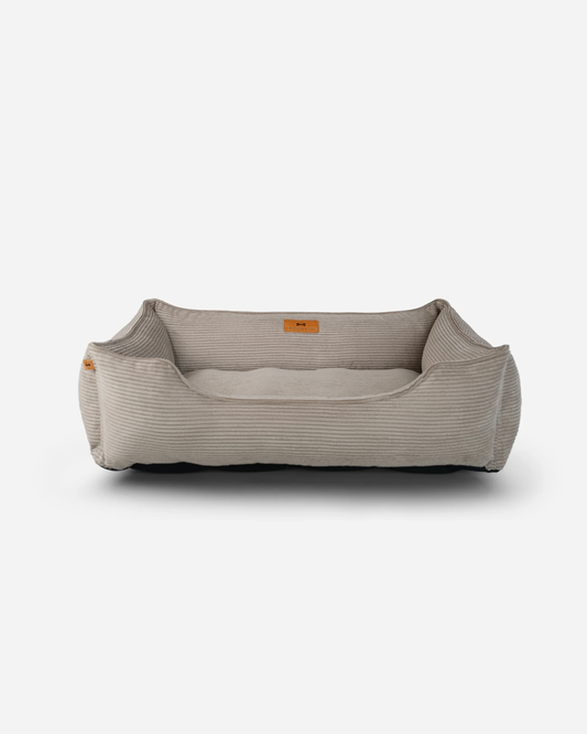 Chester and Lee taupe fancy corduroy sleeper dog bed luxury premium pet bed