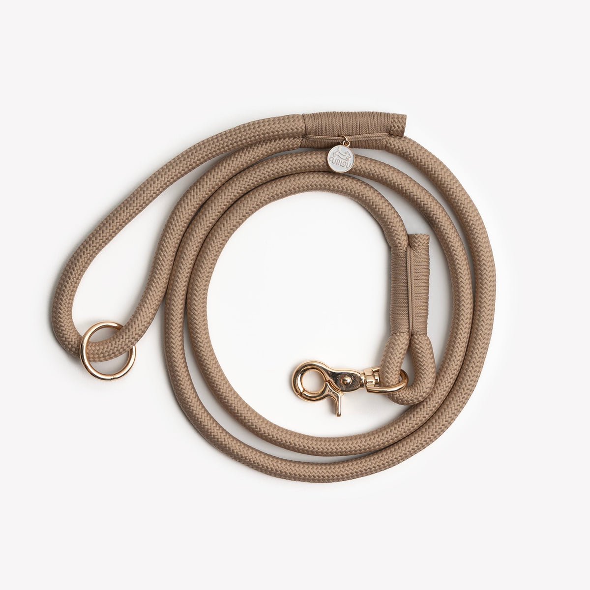 Sand braided rope dog leash premium handcrafted natural style
