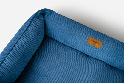 Fancy Corduroy Sleeper Dog Bed Blue