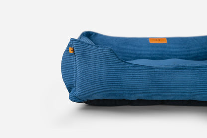 Fancy Corduroy Sleeper Dog Bed Blue