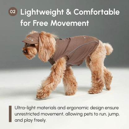 Mocha lightweight reflective dog vest shirt adjustable velcro fit for small medium large dogs