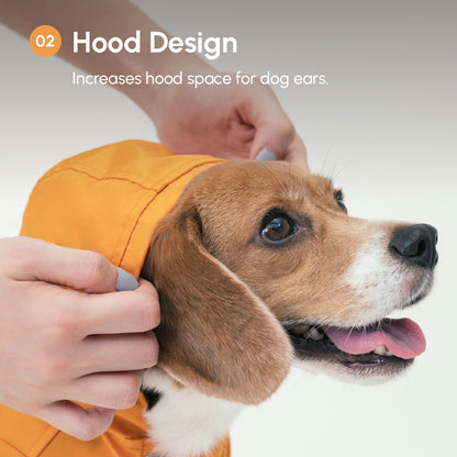Bowery beige water-repellent dog raincoat with logo snap closure gunmetal hardware adjustable velcro
