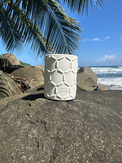 Pagua Bay votive handcrafted beeswax candle Caribbean scent reusable vessel