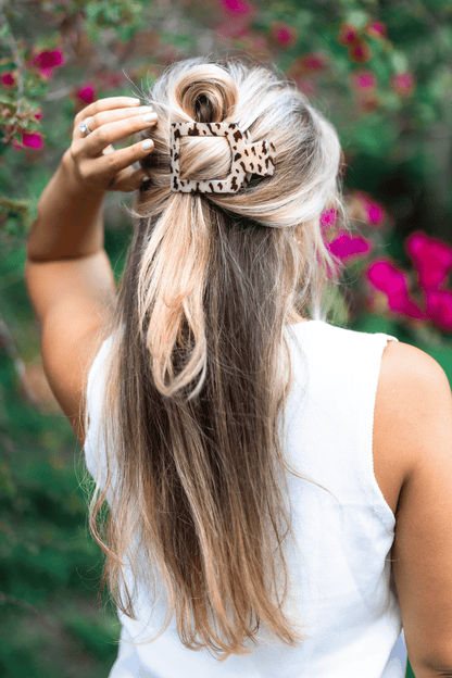Blonde tortoise large flat square hair clip acetate oversized luxury hair accessory