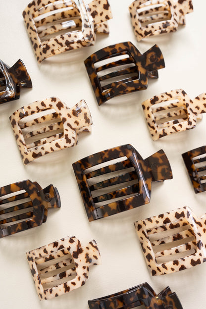 Blonde tortoise medium flat square hair clip acetate minimalist everyday hair accessory
