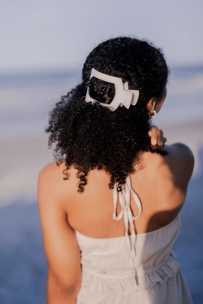 Coconut white large flat square hair clip minimalist oversized hair accessory