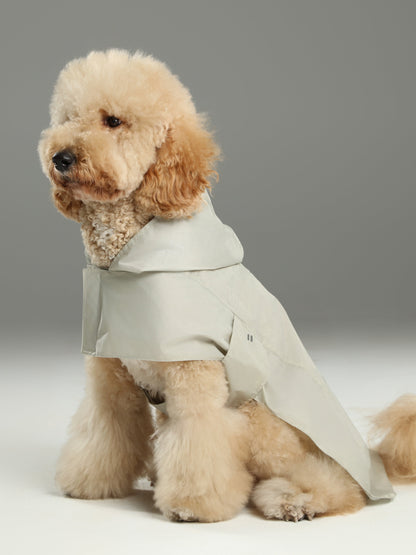 Beige capsule waterproof foldable dog raincoat cloak design with reflective strips adjustable straps