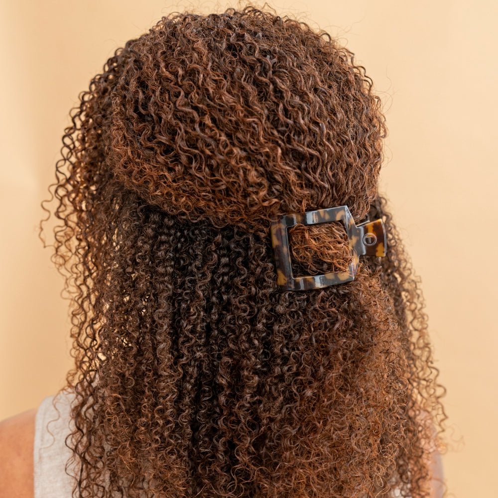 Tortoise small flat square hair clip acetate everyday hair accessory
